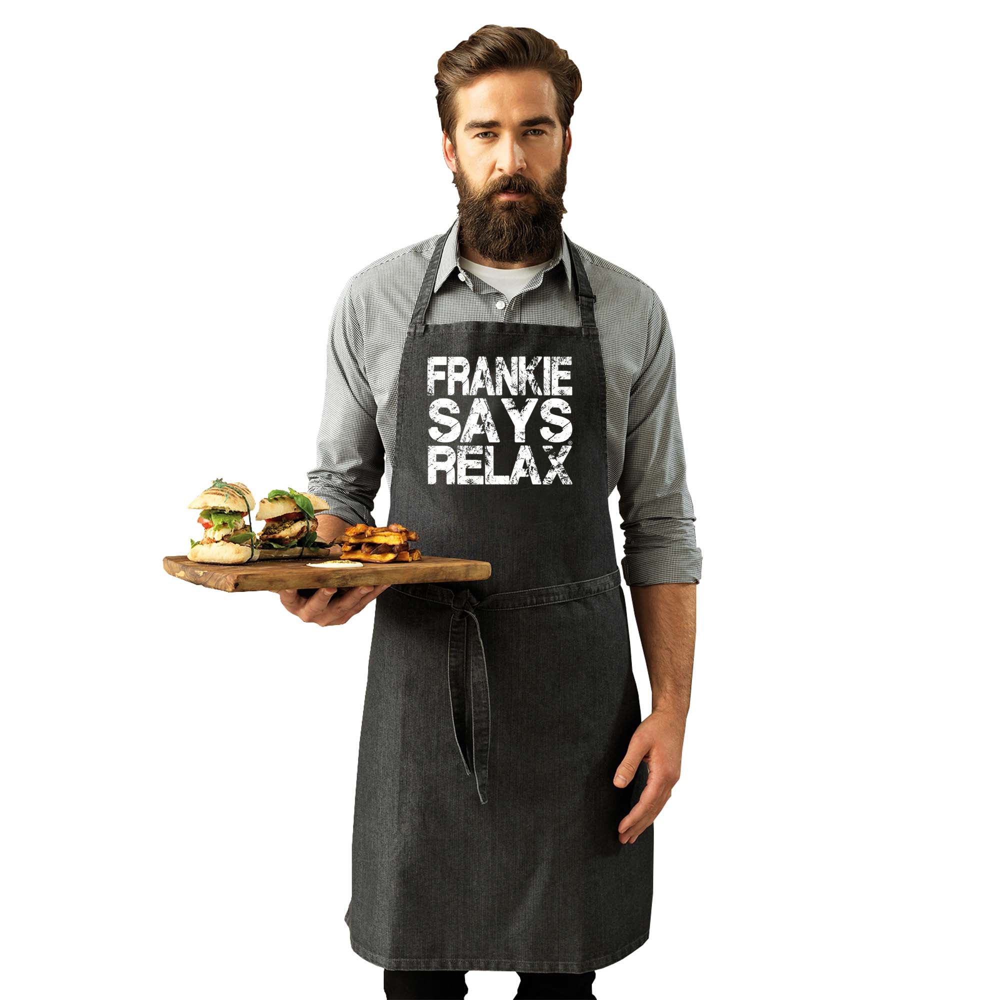 Frankie Says Relax Distress White - Funny Kitchen Apron