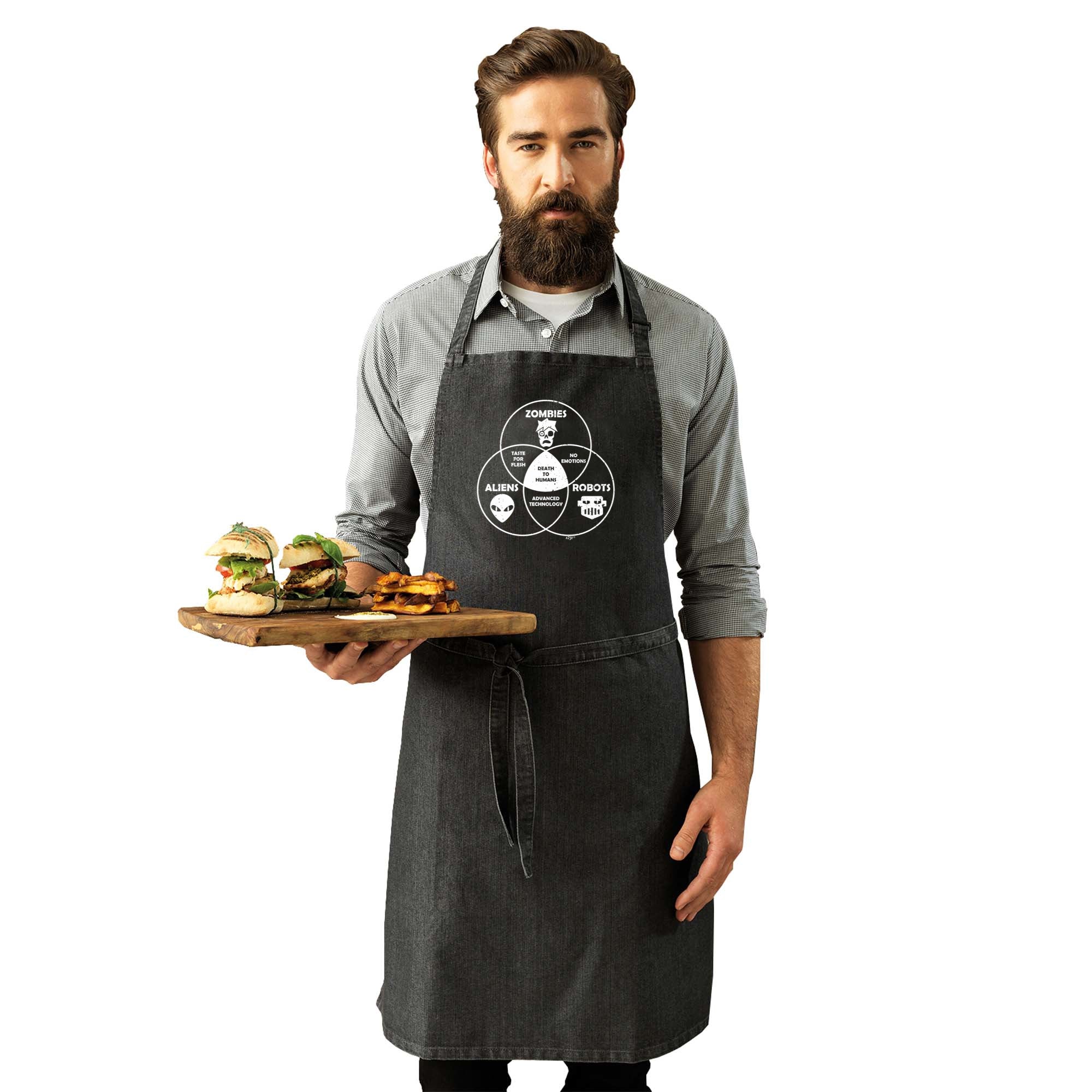 Zombies Aliens Robots - Funny Kitchen Apron