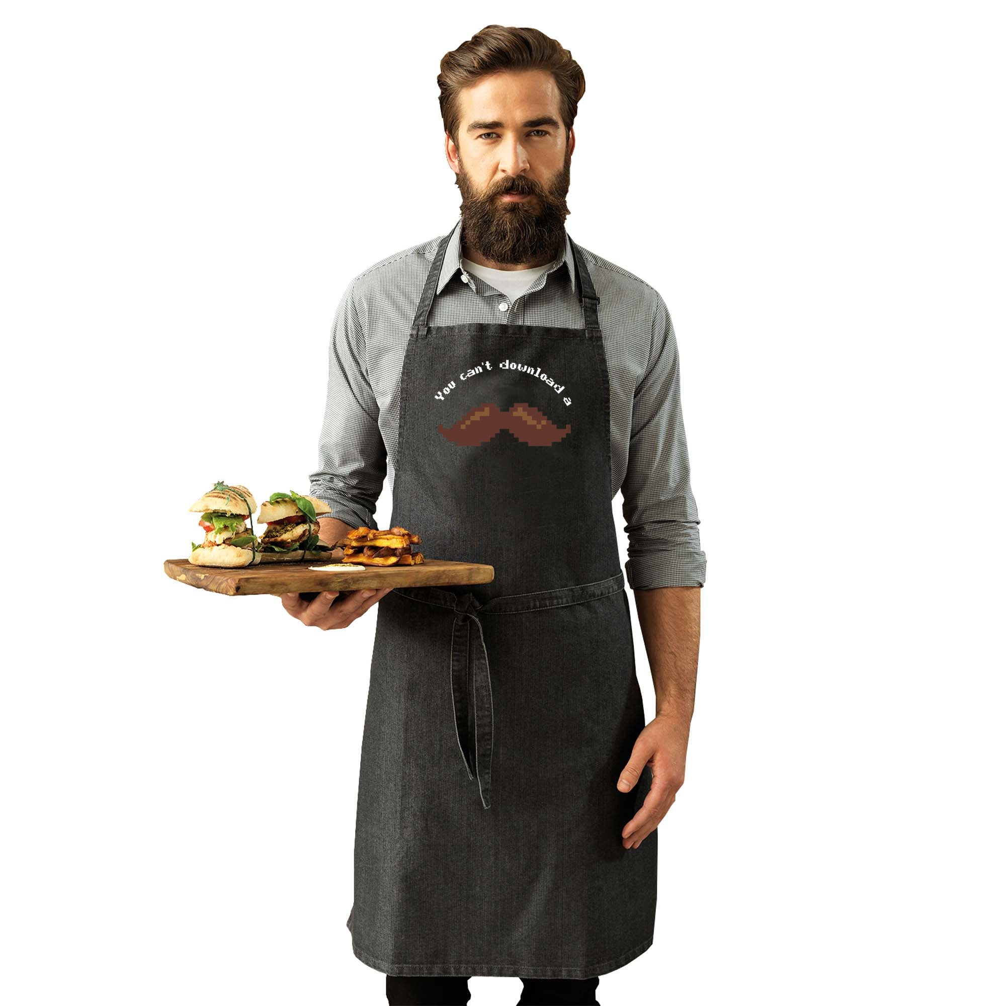 You Cant Download A Moustache - Funny Kitchen Apron