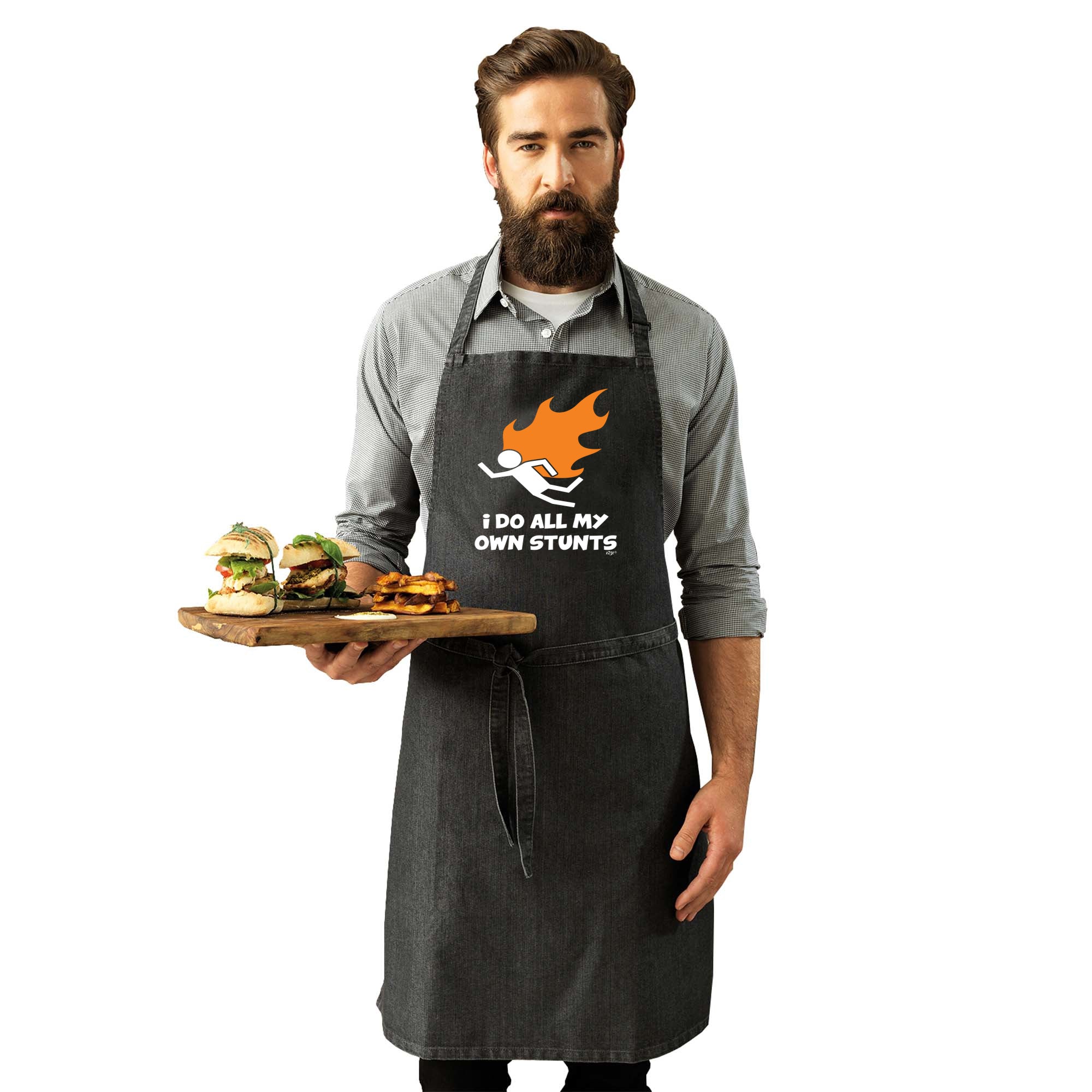 Flame Do All My Own Stunts - Funny Kitchen Apron