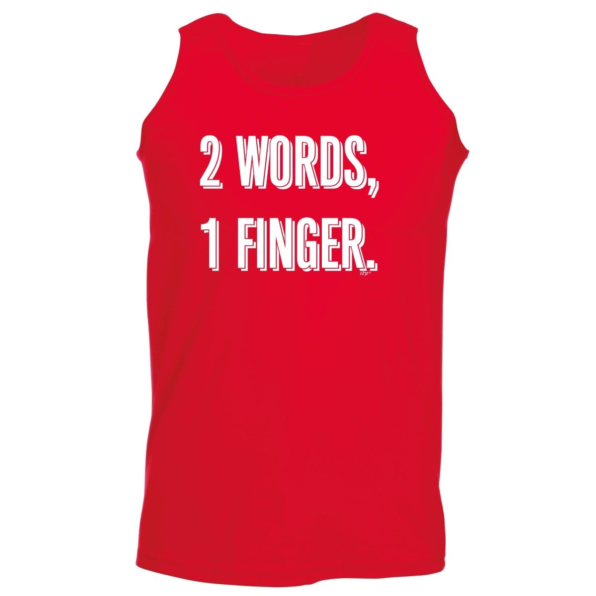 2 Words 1 Finger - Funny Novelty Vest Singlet Unisex Tank Top - 123t Australia | Funny T-Shirts Mugs Novelty Gifts