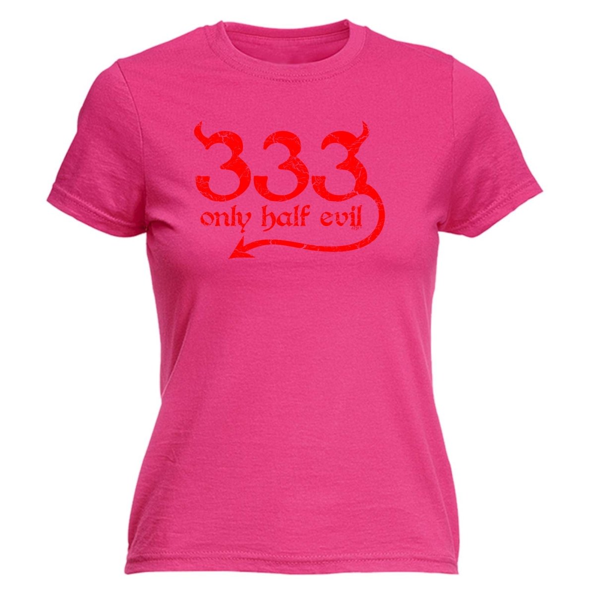 333 Only Half Evil - Funny Novelty Womens T-Shirt T Shirt Tshirt - 123t Australia | Funny T-Shirts Mugs Novelty Gifts