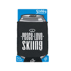 Pm Peace Love Skiing - Funny Stubby Holder With Base