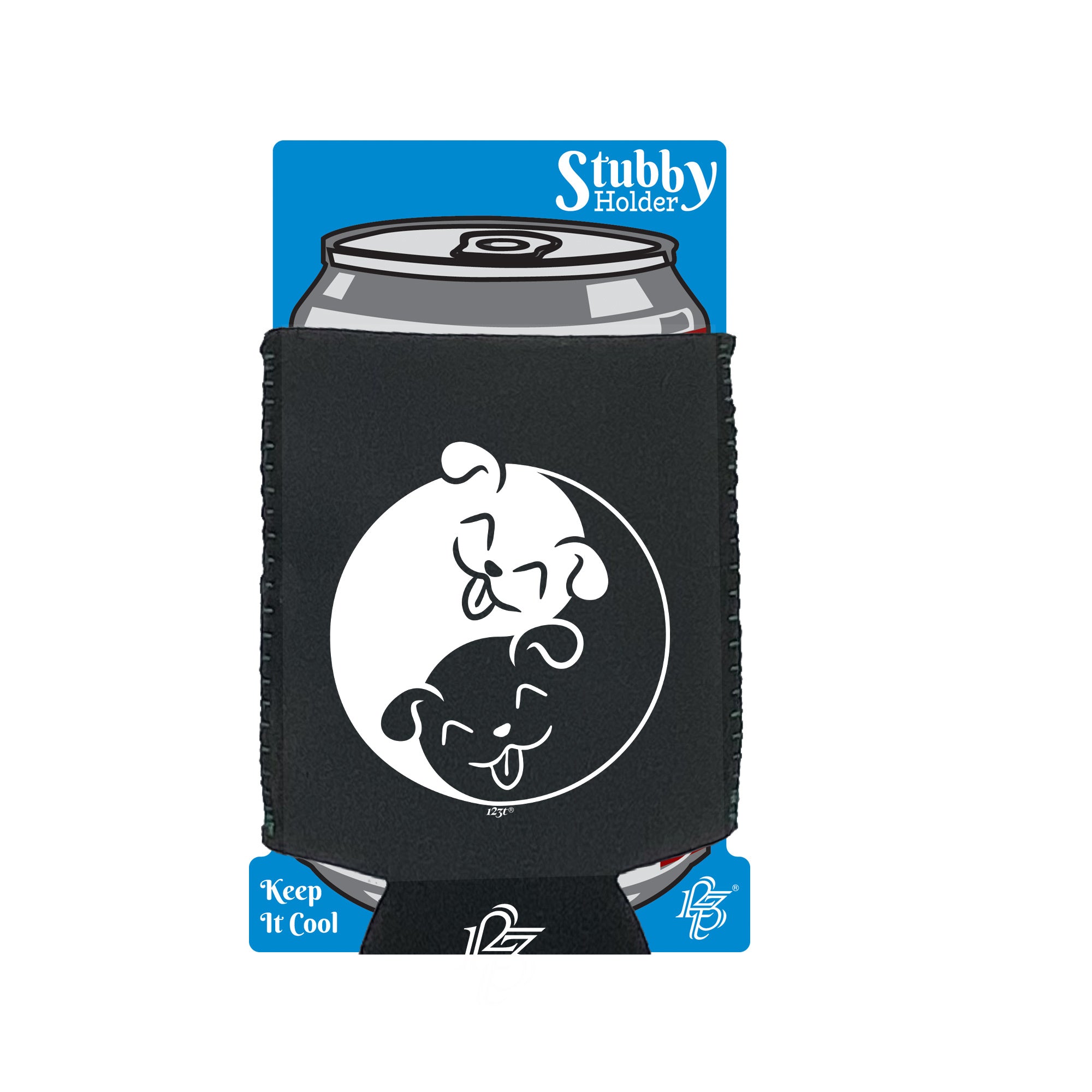 Yin Yang Dog - Funny Stubby Holder With Base