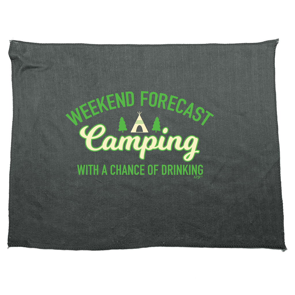 Weekend Forecast Camping With A Chance Of Drinking - Funny Novelty Gym Sports Microfiber Towel