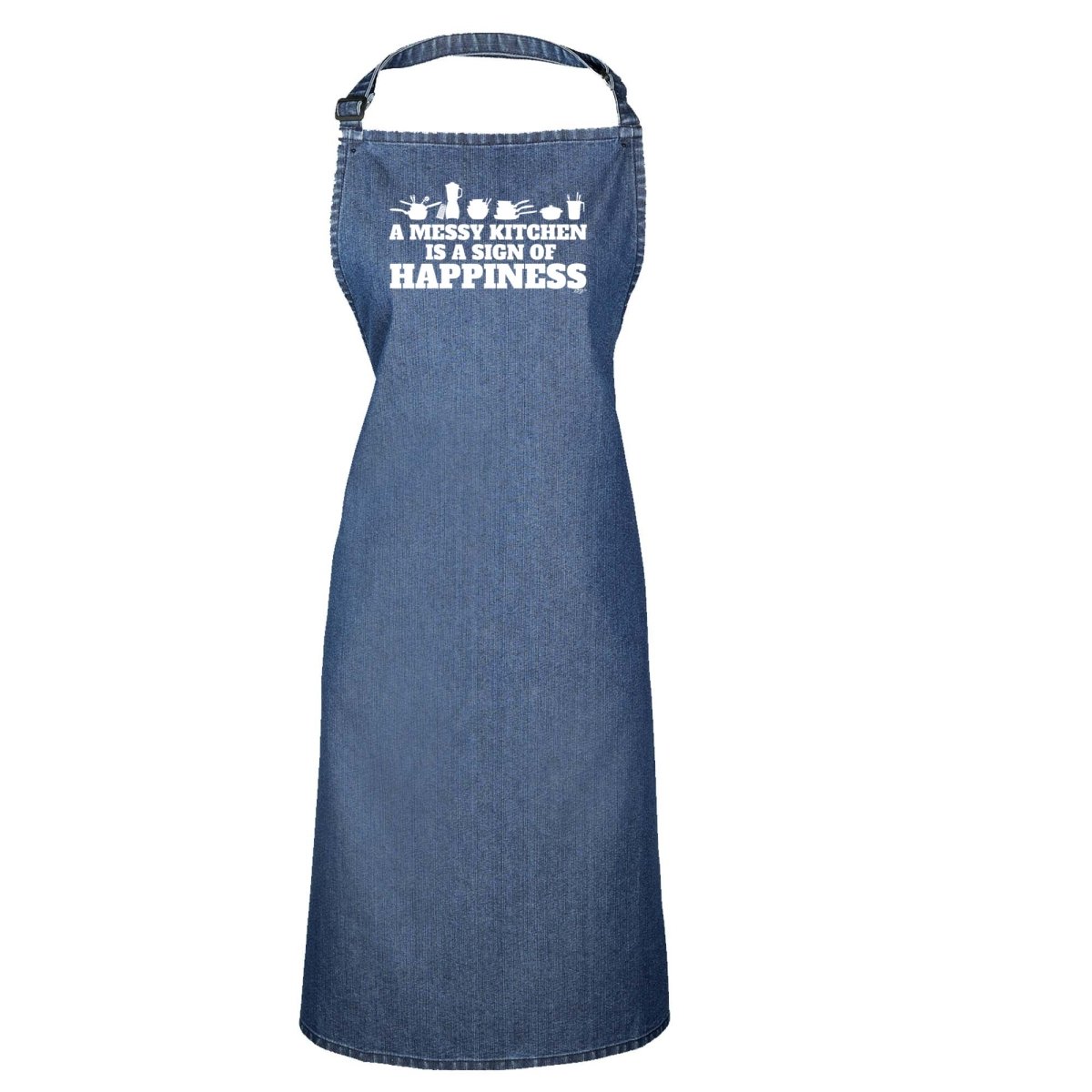 A Messy Kitchen Is A Sign Of Happiness - Funny Novelty Kitchen Adult Apron - 123t Australia | Funny T-Shirts Mugs Novelty Gifts