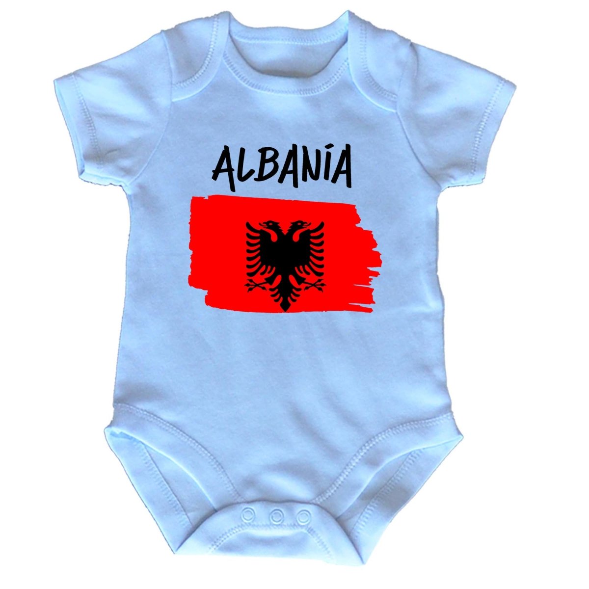 Albania Country Flag Nationality - Babygrow Baby - 123t Australia | Funny T-Shirts Mugs Novelty Gifts