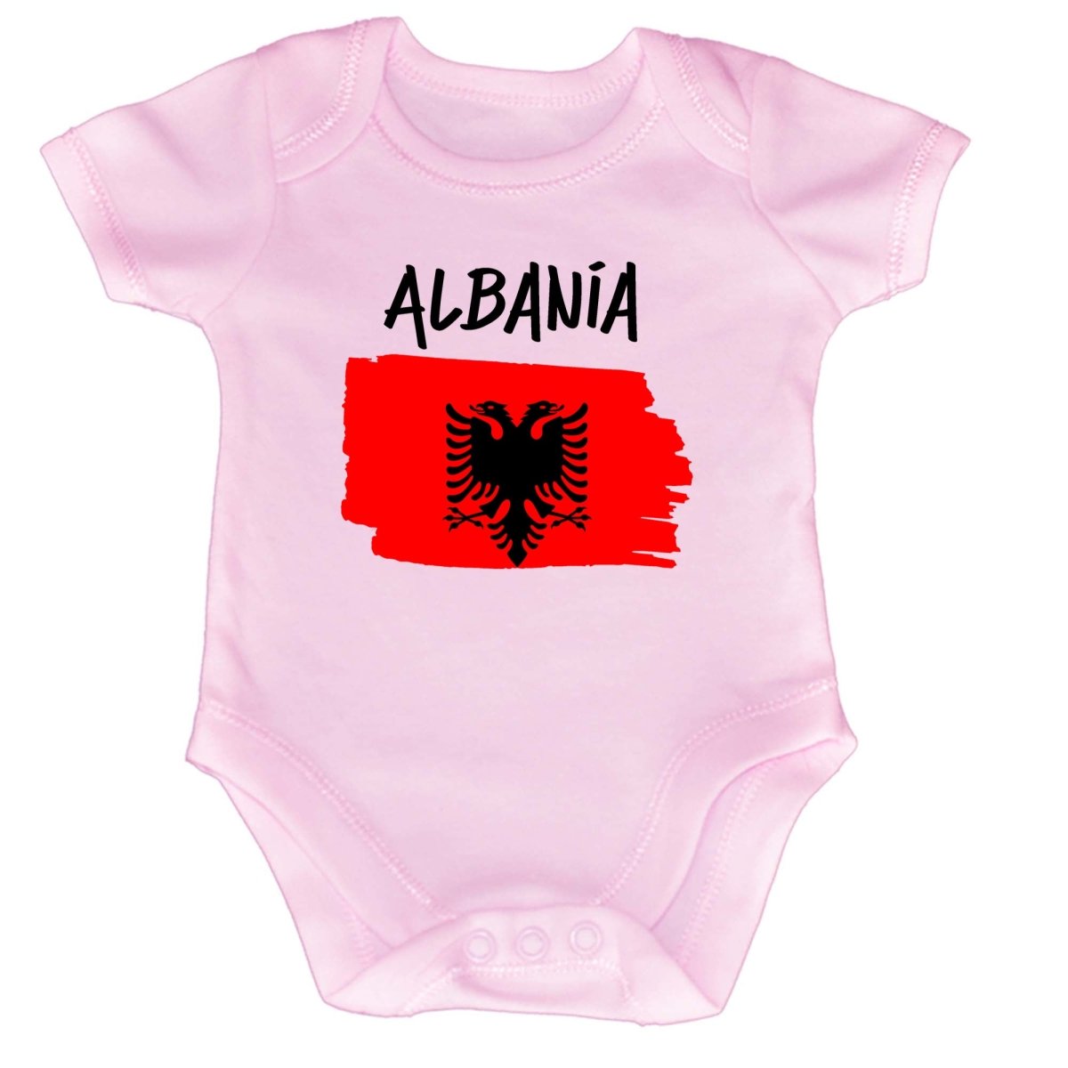 Albania Country Flag Nationality - Babygrow Baby - 123t Australia | Funny T-Shirts Mugs Novelty Gifts