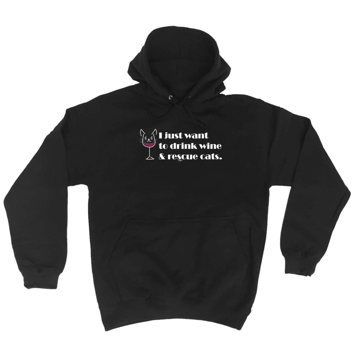 Alcohol Alcohol Animal Drink Wine And Rescue Cats - Funny Novelty Hoodies Hoodie - 123t Australia | Funny T-Shirts Mugs Novelty Gifts