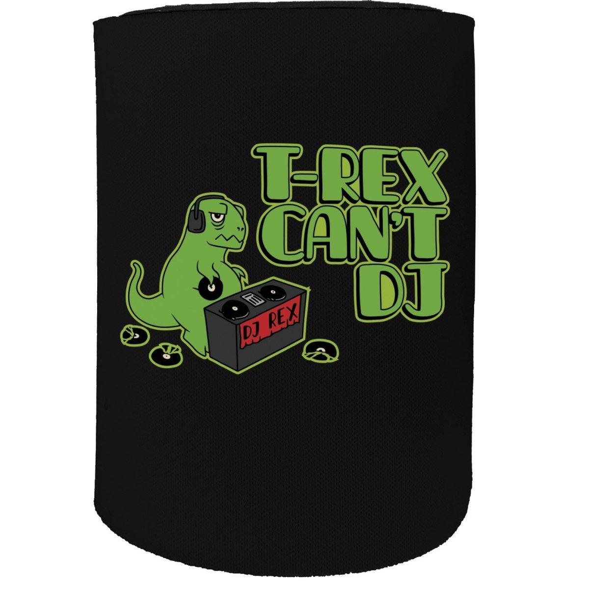 Alcohol Animal Stubby Holder - T Rex Dj Dinosaur - Funny Novelty Birthday Gift Joke Beer Can Bottle - 123t Australia | Funny T-Shirts Mugs Novelty Gifts