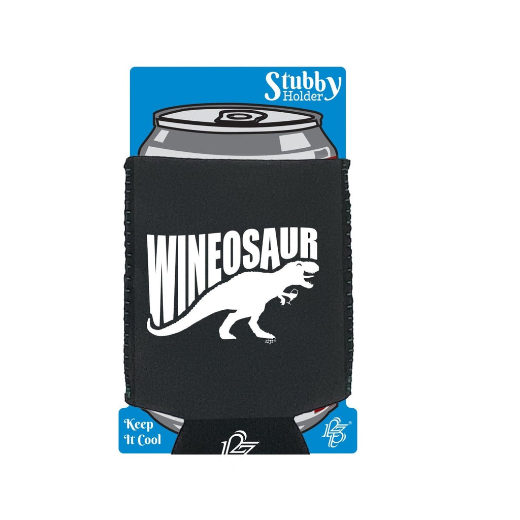 Alcohol Animal Wineosaur Dinosaur - Funny Novelty Stubby Holder With Base - 123t Australia | Funny T-Shirts Mugs Novelty Gifts