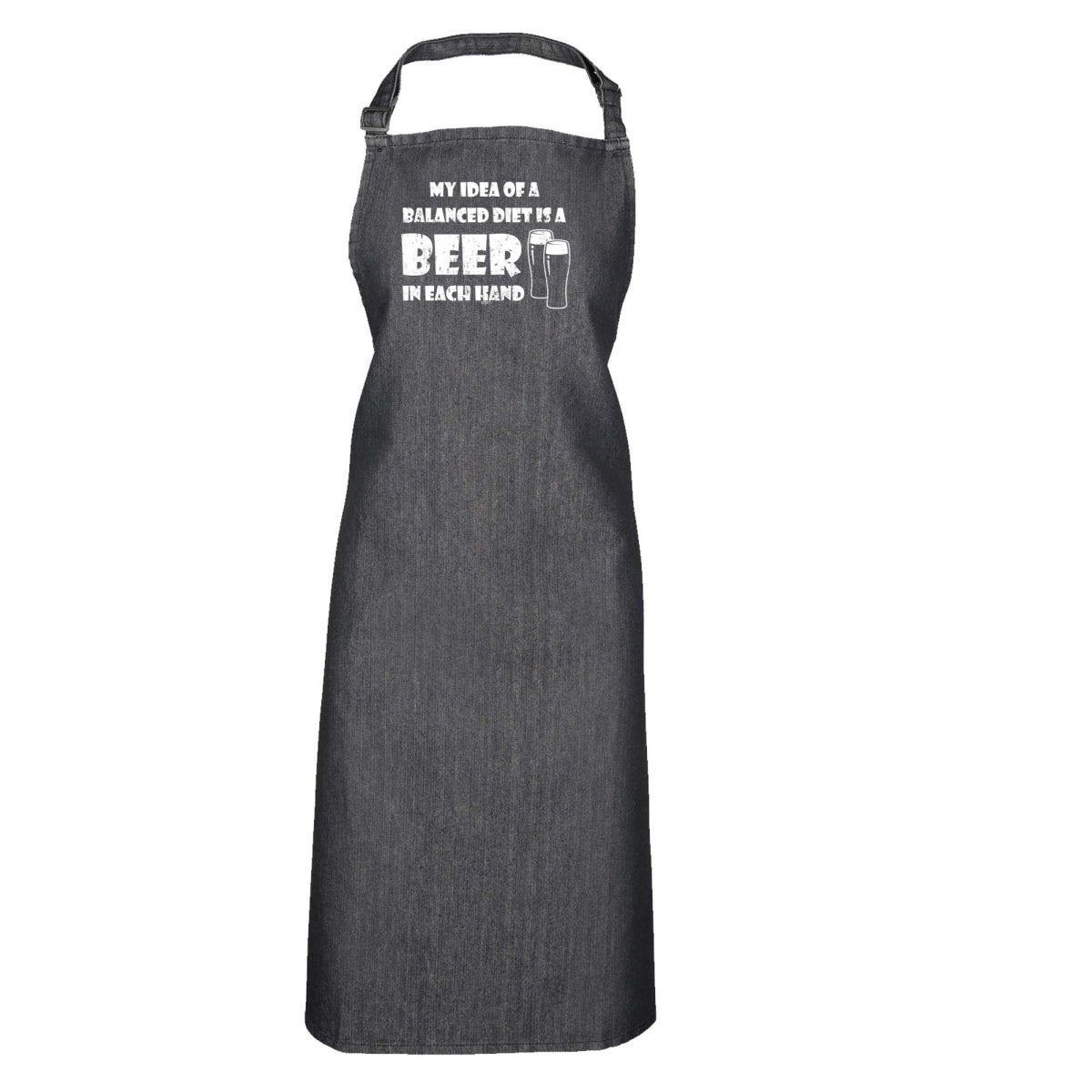 Alcohol Balanced Diet Is A Beer Each Hand - Funny Novelty Kitchen Adult Apron - 123t Australia | Funny T-Shirts Mugs Novelty Gifts