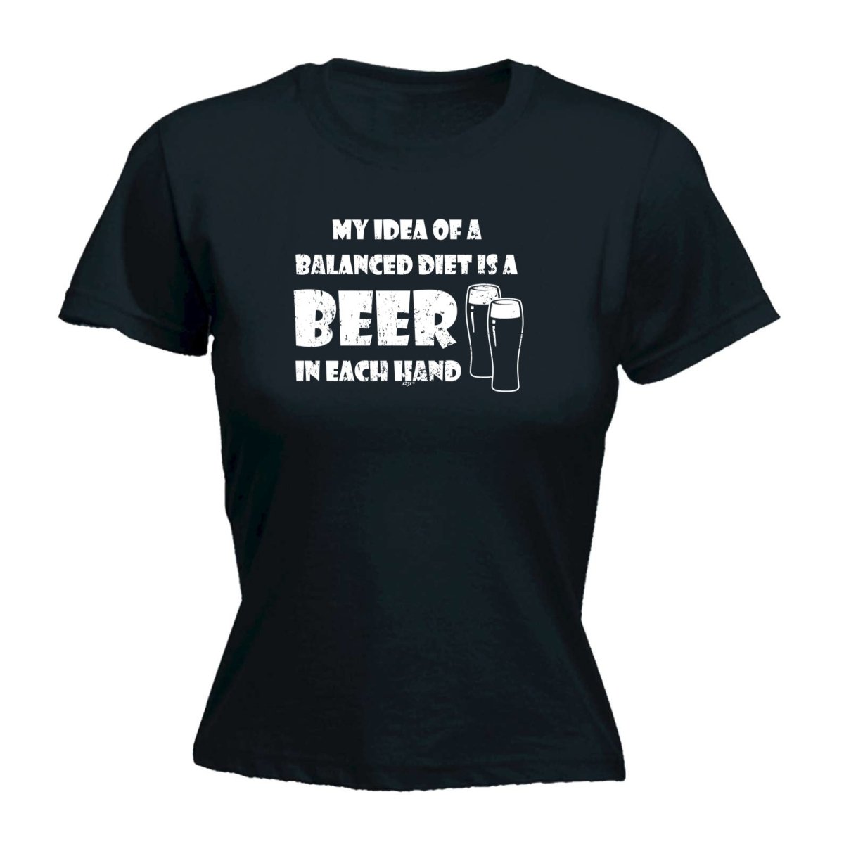 Alcohol Balanced Diet Is A Beer Each Hand - Funny Novelty Womens T-Shirt T Shirt Tshirt - 123t Australia | Funny T-Shirts Mugs Novelty Gifts