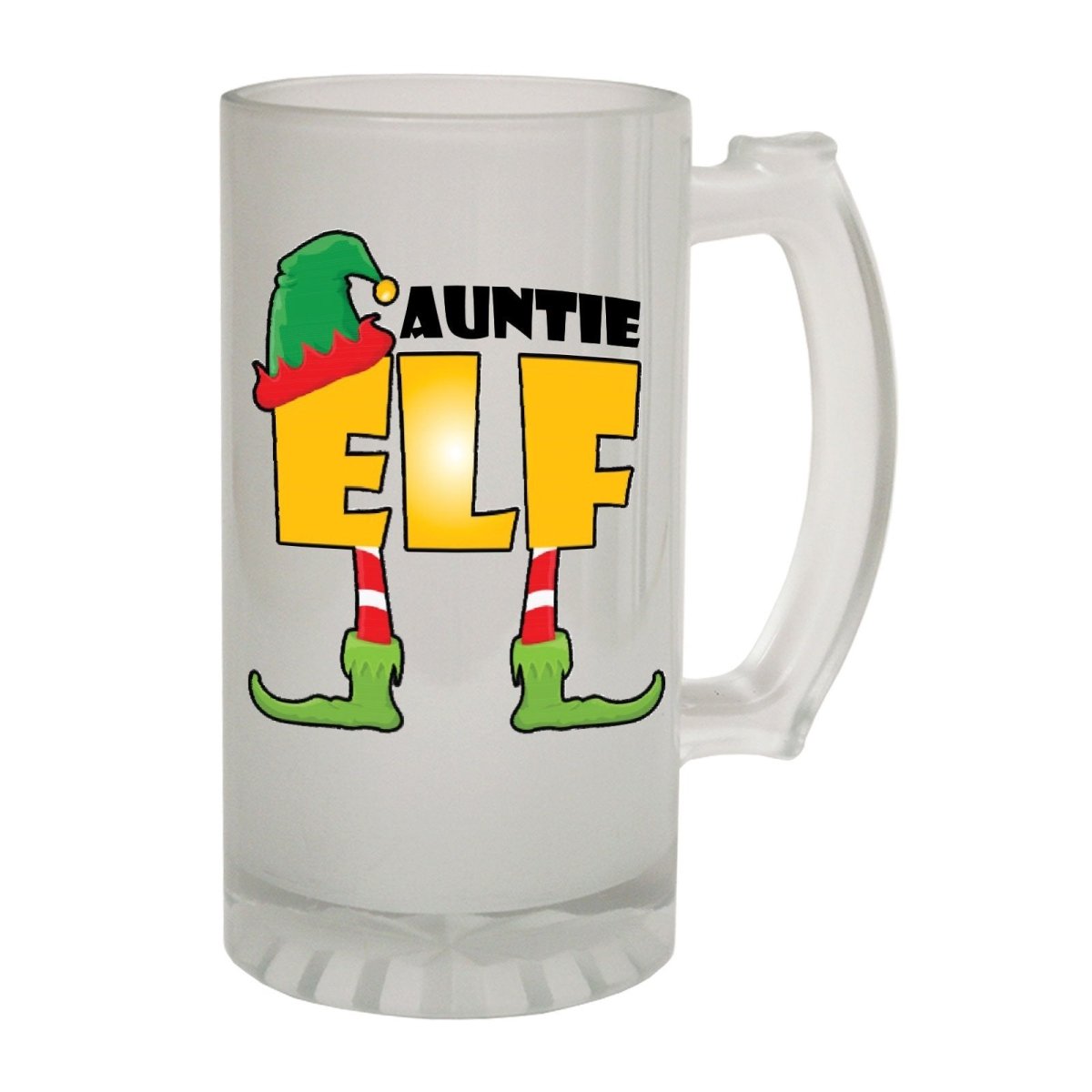 Alcohol Frosted Glass Beer Stein - Auntie Elf Family - Funny Novelty Birthday - 123t Australia | Funny T-Shirts Mugs Novelty Gifts