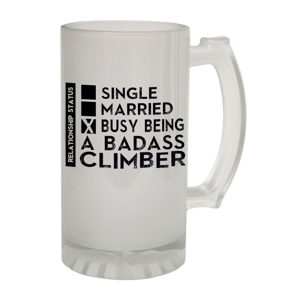 Alcohol Frosted Glass Beer Stein - Badass Climber Rock Climbing - Funny Novelty Birthday - 123t Australia | Funny T-Shirts Mugs Novelty Gifts