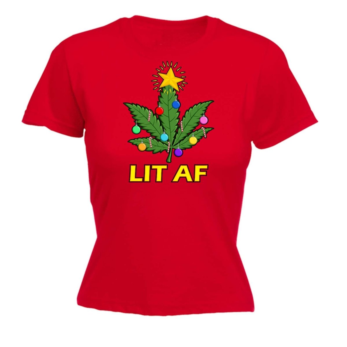 Chrismas Lit Af - Funny Womens T-Shirt Tshirt - 123t Australia | Funny T-Shirts Mugs Novelty Gifts