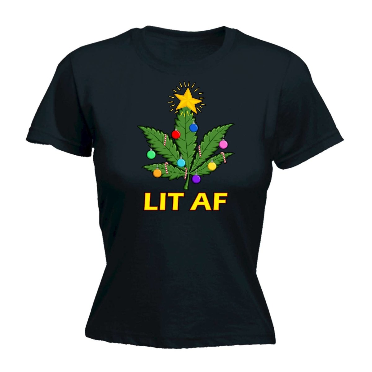 Chrismas Lit Af - Funny Womens T-Shirt Tshirt - 123t Australia | Funny T-Shirts Mugs Novelty Gifts