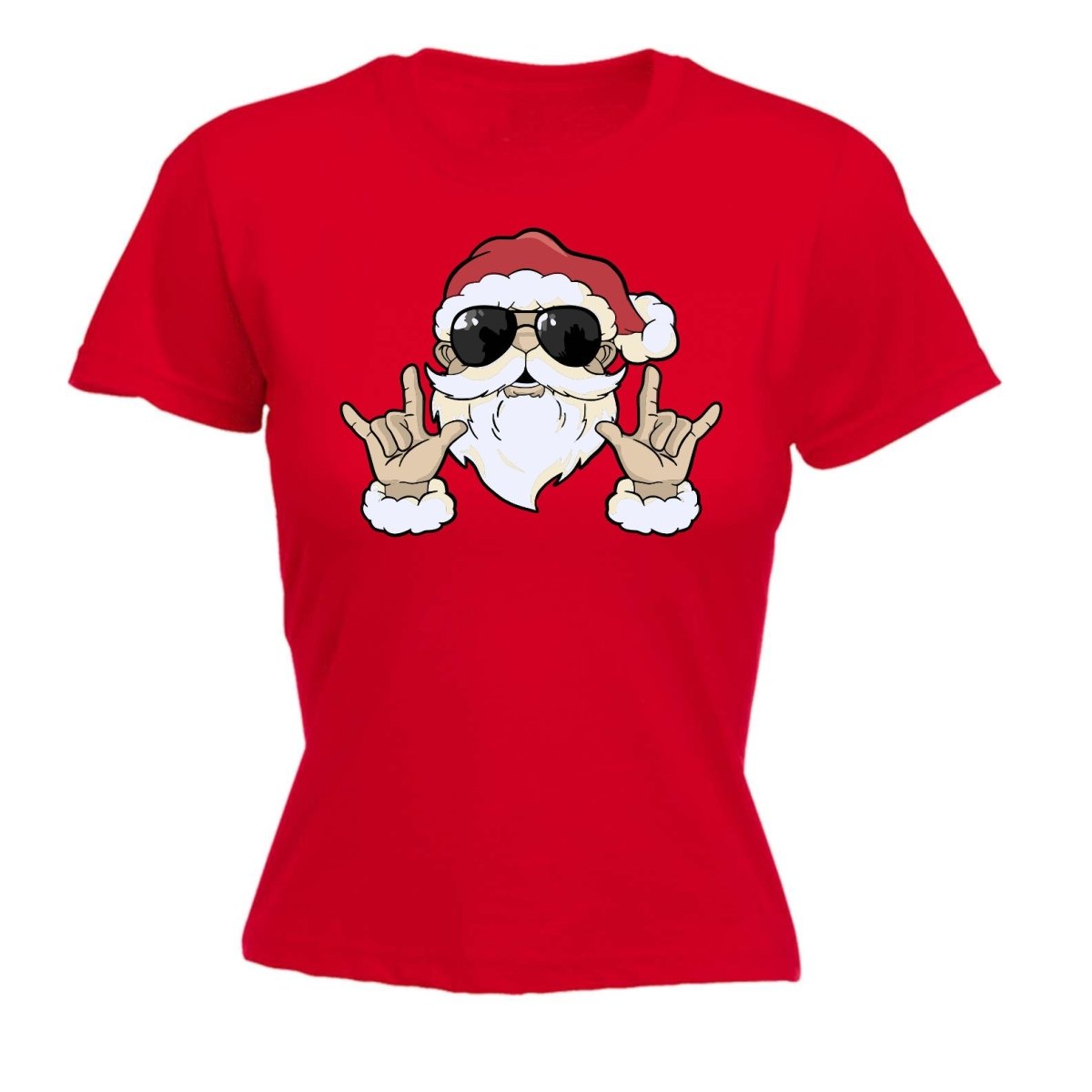 Chrismas Rock Santa - Funny Womens T-Shirt Tshirt - 123t Australia | Funny T-Shirts Mugs Novelty Gifts