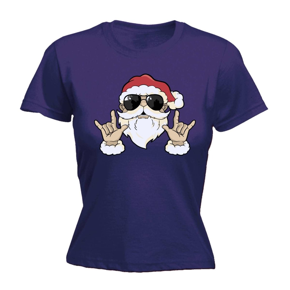 Chrismas Rock Santa - Funny Womens T-Shirt Tshirt - 123t Australia | Funny T-Shirts Mugs Novelty Gifts