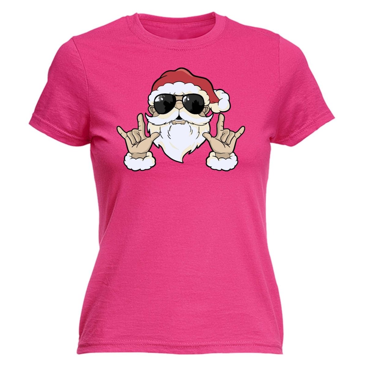 Chrismas Rock Santa - Funny Womens T-Shirt Tshirt - 123t Australia | Funny T-Shirts Mugs Novelty Gifts