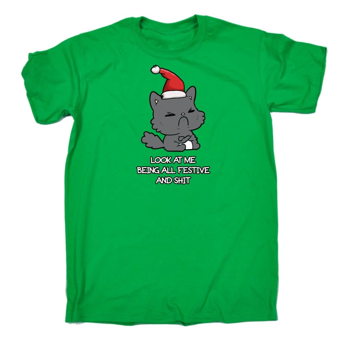 Christmas Cat Lookatme Festive Animal - Mens Funny T-Shirt Tshirts - 123t Australia | Funny T-Shirts Mugs Novelty Gifts