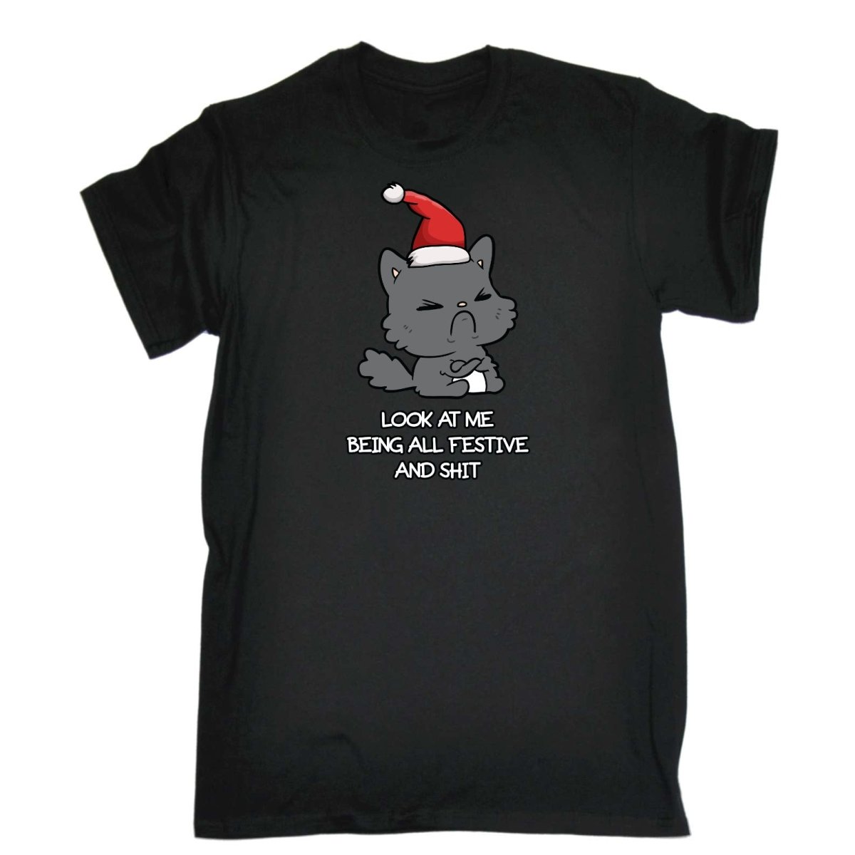 Christmas Cat Lookatme Festive Animal - Mens Funny T-Shirt Tshirts - 123t Australia | Funny T-Shirts Mugs Novelty Gifts