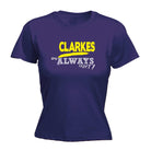 Clarkes Always Right - Funny Novelty Womens T-Shirt T Shirt Tshirt - 123t Australia | Funny T-Shirts Mugs Novelty Gifts