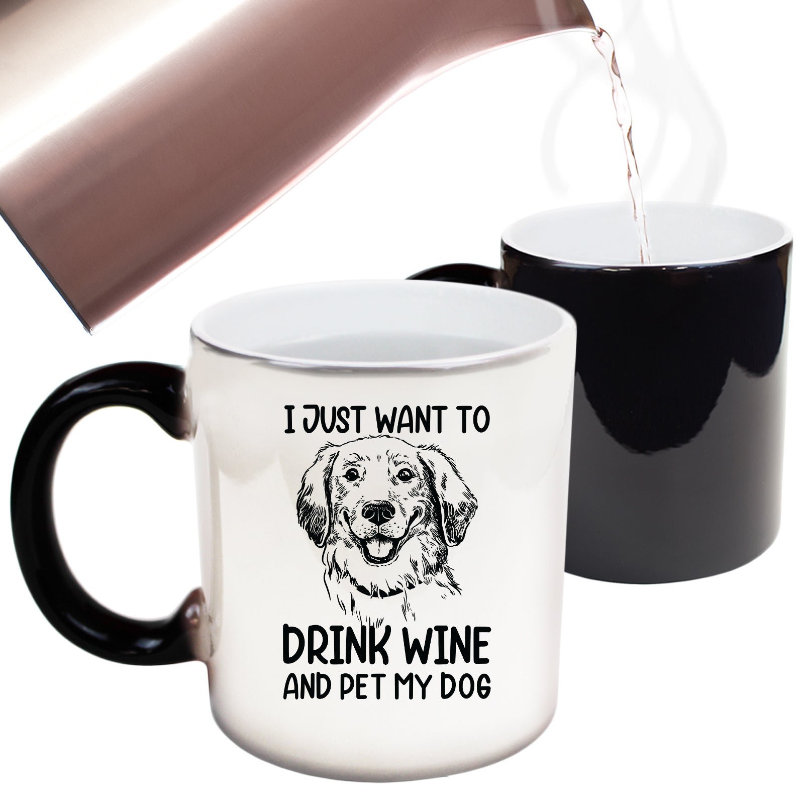 Srink Wine And Pet My Dog Dogs Animal - Funny Colour Changing Mug