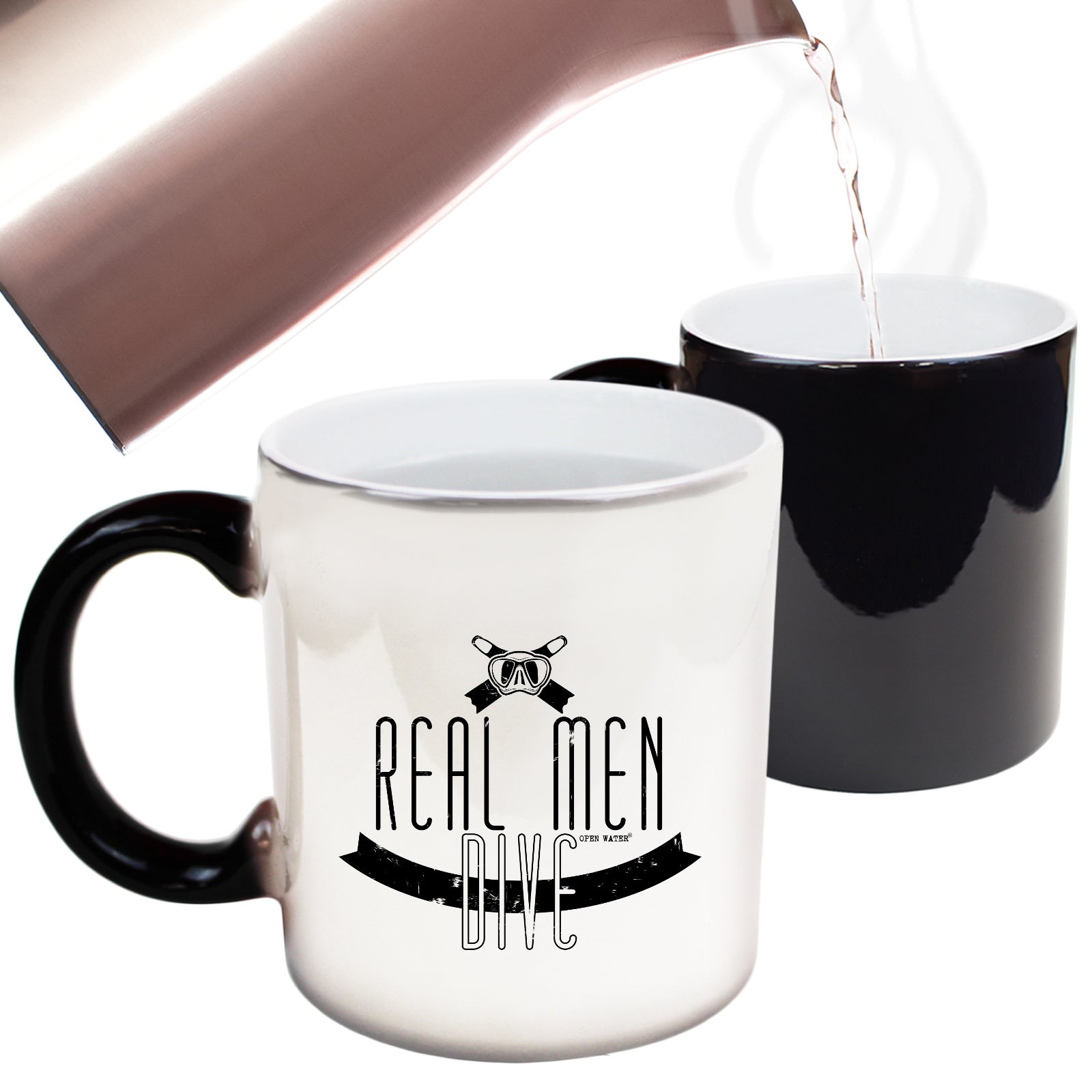 Ow Real Men Dive - Funny Colour Changing Mug