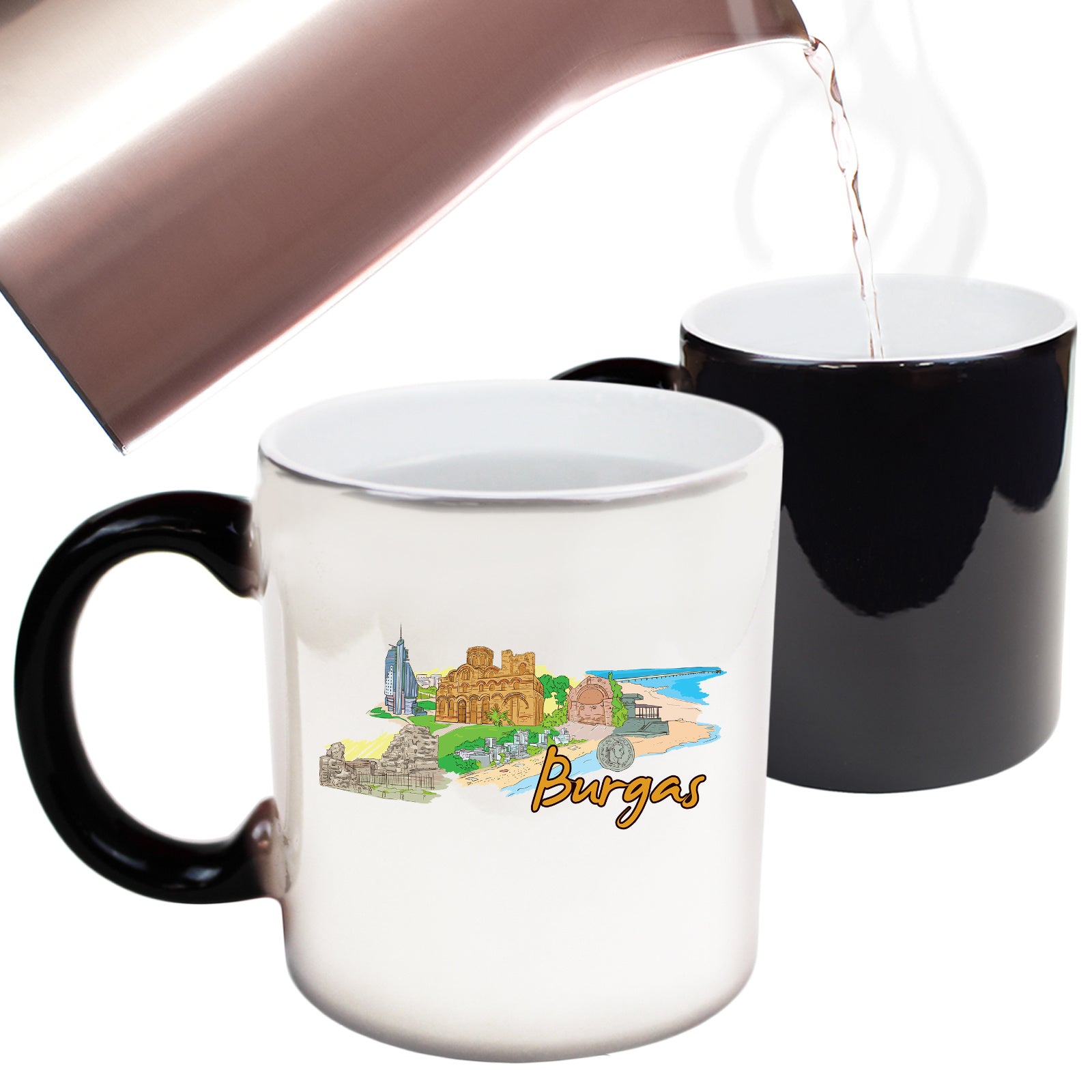 Burgas Bulgaria Country Flag Destination - Funny Colour Changing Mug