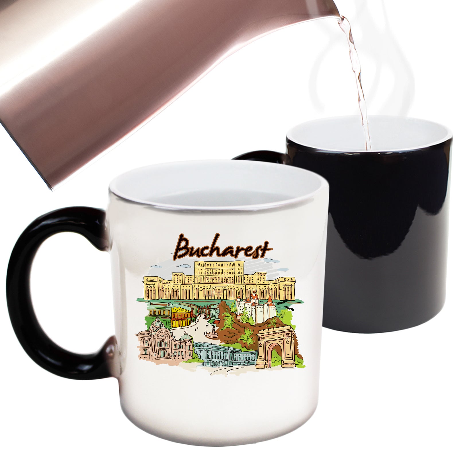 Bucharest Romania Country Flag Destination - Funny Colour Changing Mug