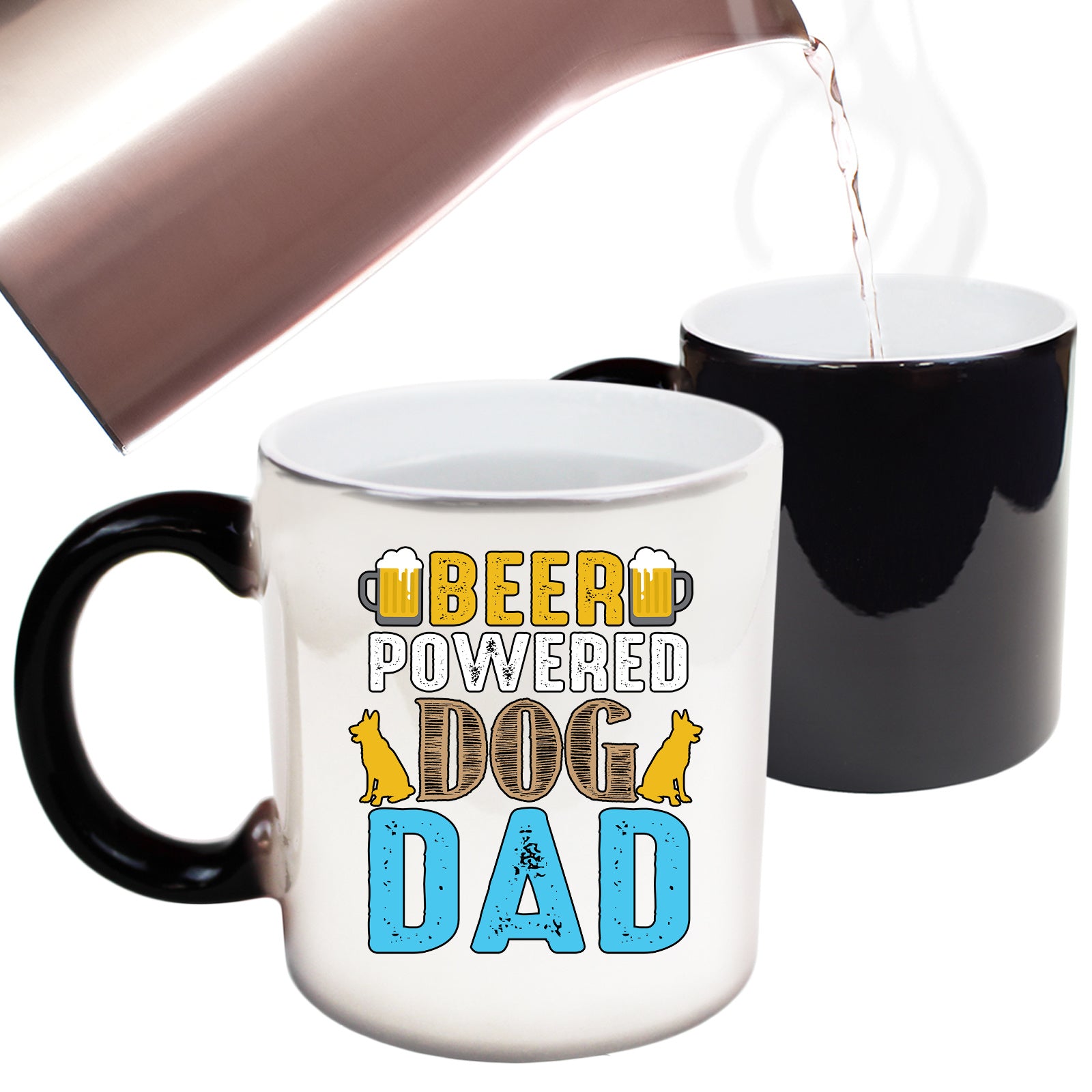 Fathers Day Beer Power Dog Dad - Funny Colour Changing Mug