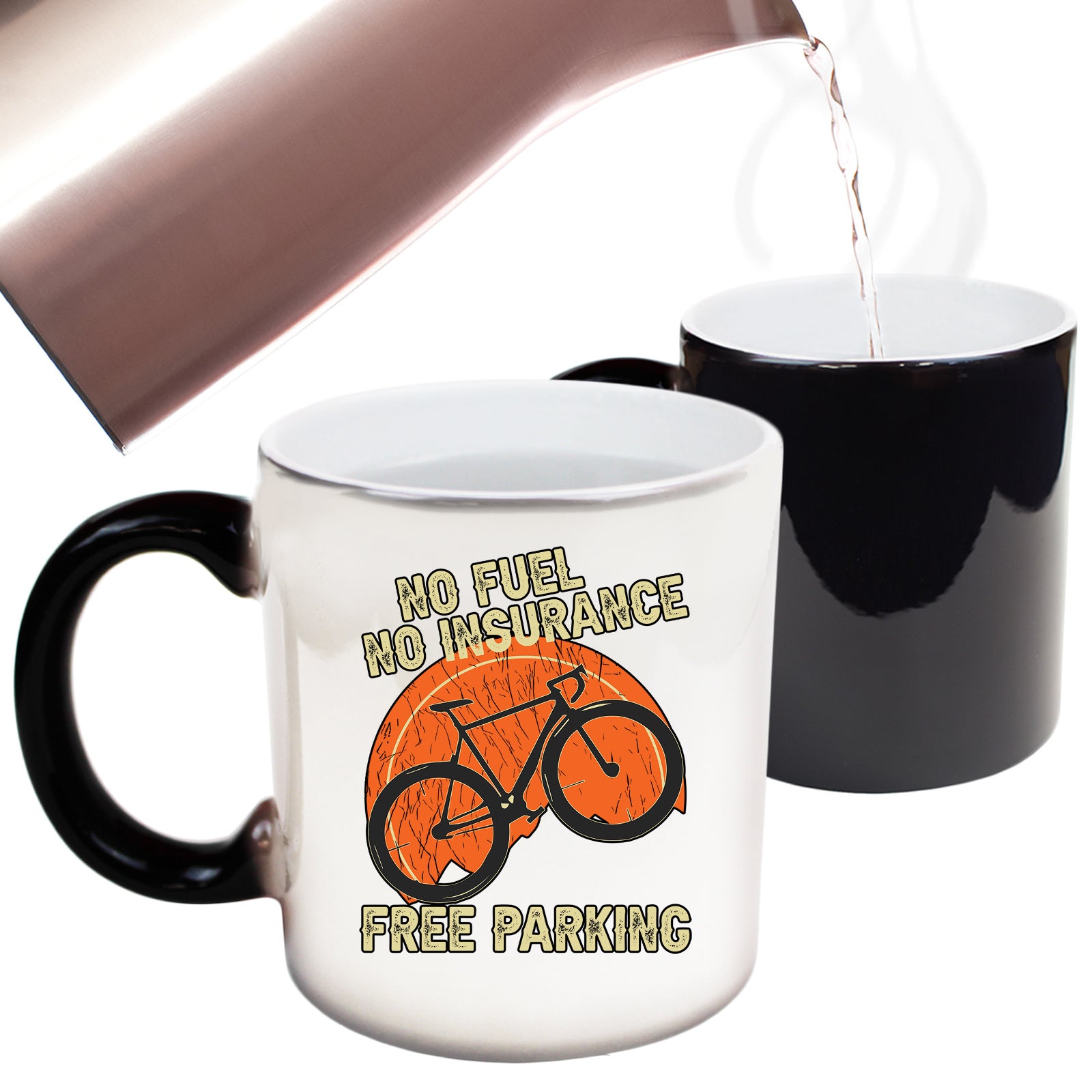 No Fuel Insurance Free Parking Cycling Bicycle Bike - Funny Colour Changing Mug