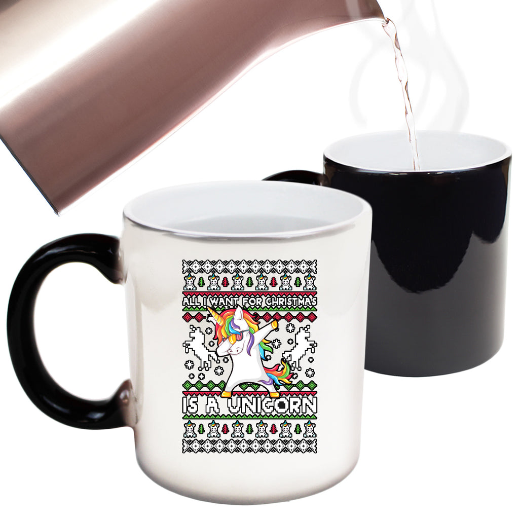 Xmas All I Want For Christmas Unicorn Dab Dabbing - Funny Colour Changing Mug