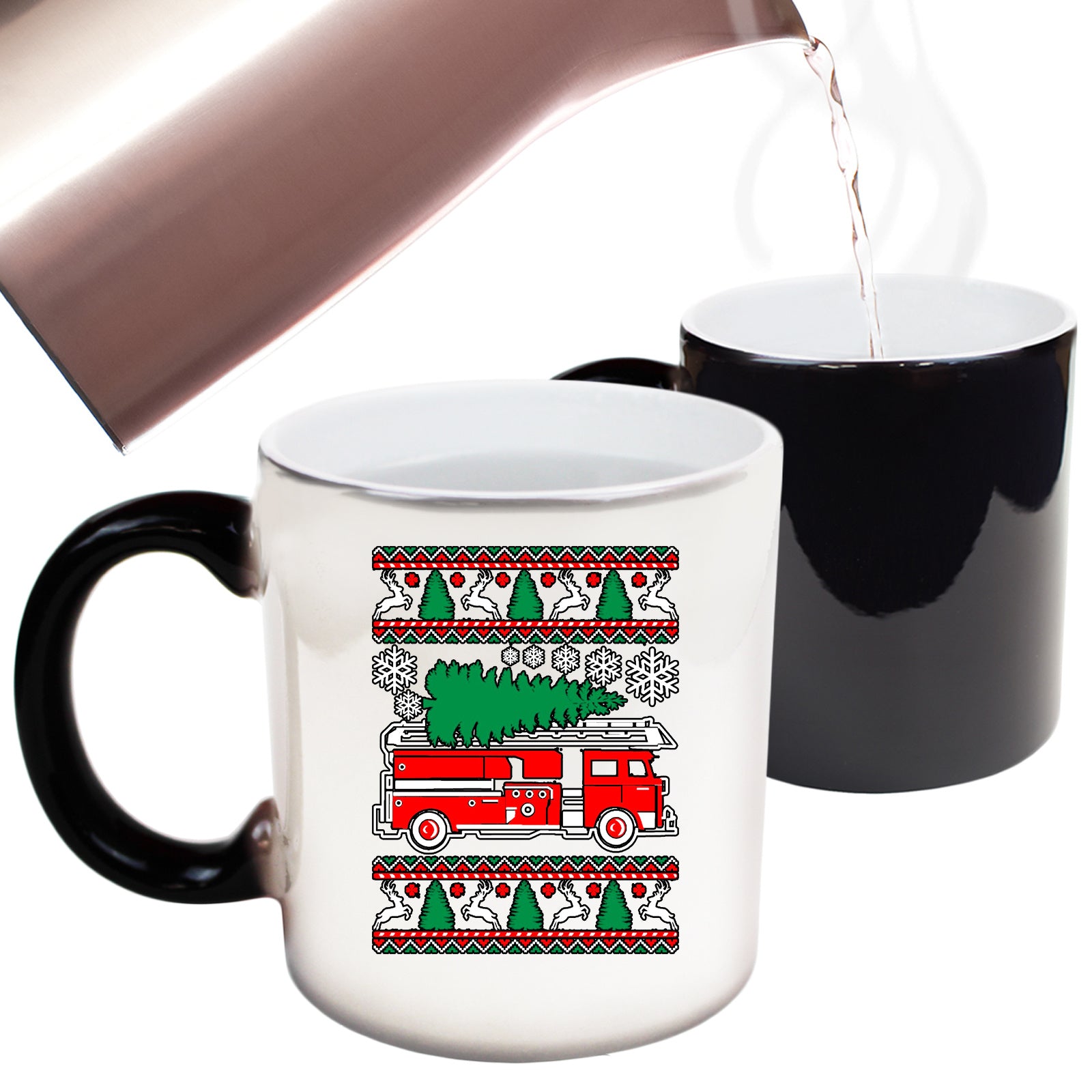 Fire Fighter Engine Christmas Xmas - Funny Colour Changing Mug