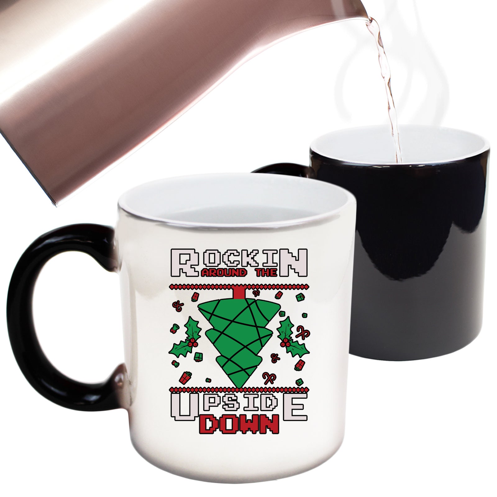 Rockin Around The Christmas Tree Upside Down Australia - Funny Colour Changing Mug