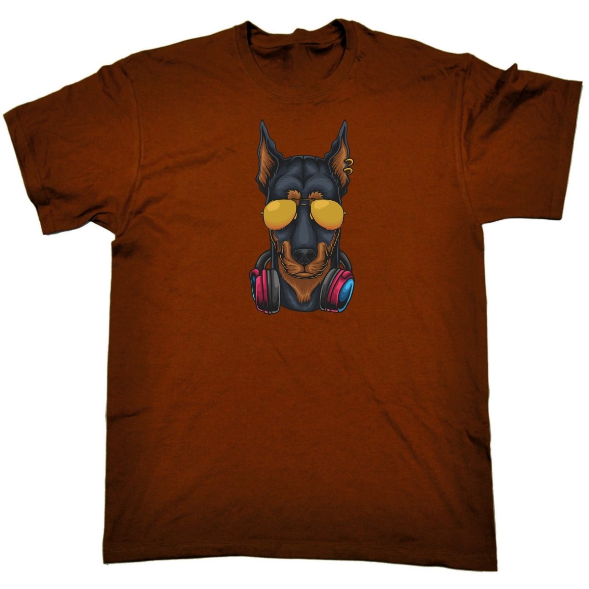 Cool Dobberman Dog Headphone Sunglasses - Mens Funny T-Shirt Tshirts Tee Shirt - 123t Australia | Funny T-Shirts Mugs Novelty Gifts