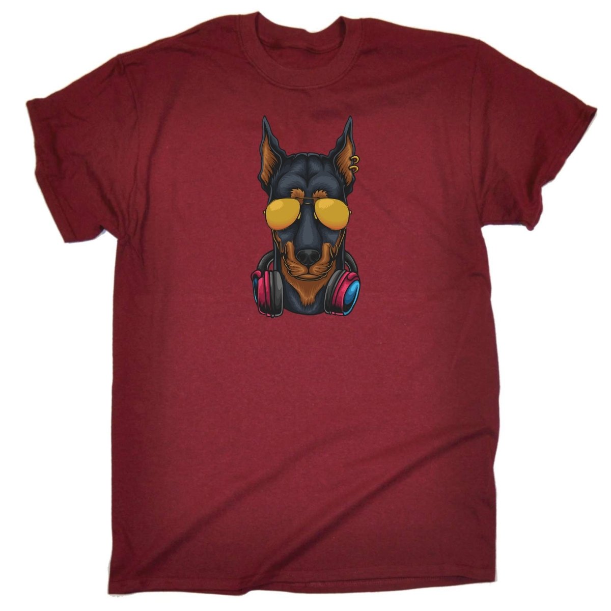 Cool Dobberman Dog Headphone Sunglasses - Mens Funny T-Shirt Tshirts Tee Shirt - 123t Australia | Funny T-Shirts Mugs Novelty Gifts