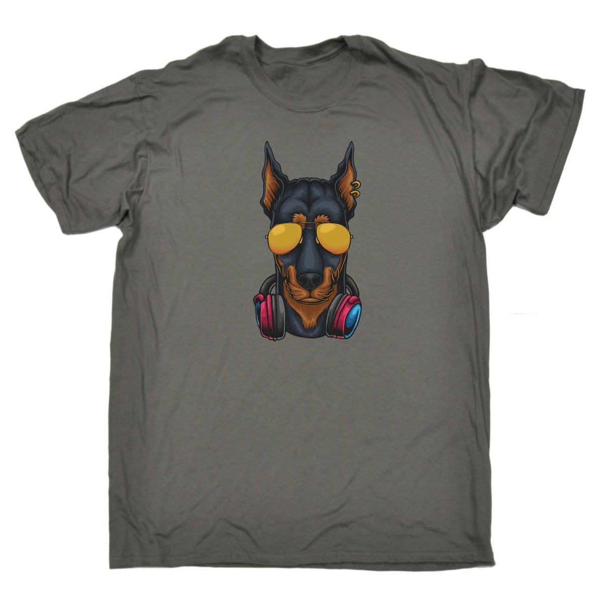 Cool Dobberman Dog Headphone Sunglasses - Mens Funny T-Shirt Tshirts Tee Shirt - 123t Australia | Funny T-Shirts Mugs Novelty Gifts