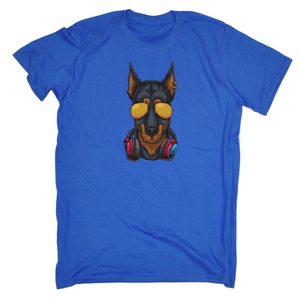 Cool Dobberman Dog Headphone Sunglasses - Mens Funny T-Shirt Tshirts Tee Shirt - 123t Australia | Funny T-Shirts Mugs Novelty Gifts