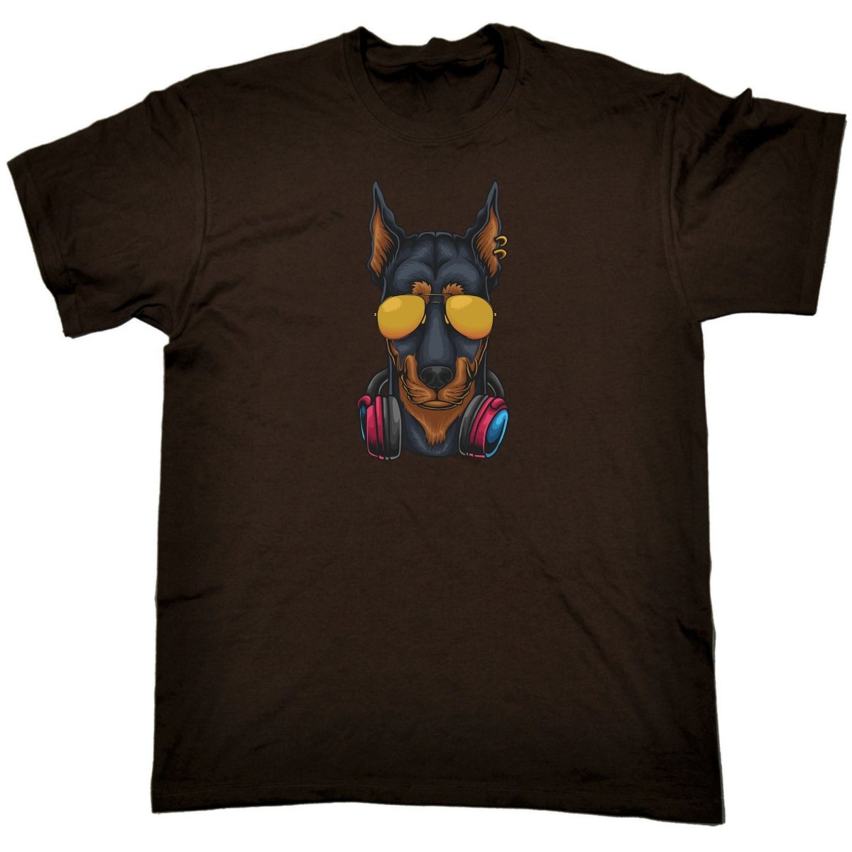 Cool Dobberman Dog Headphone Sunglasses - Mens Funny T-Shirt Tshirts Tee Shirt - 123t Australia | Funny T-Shirts Mugs Novelty Gifts