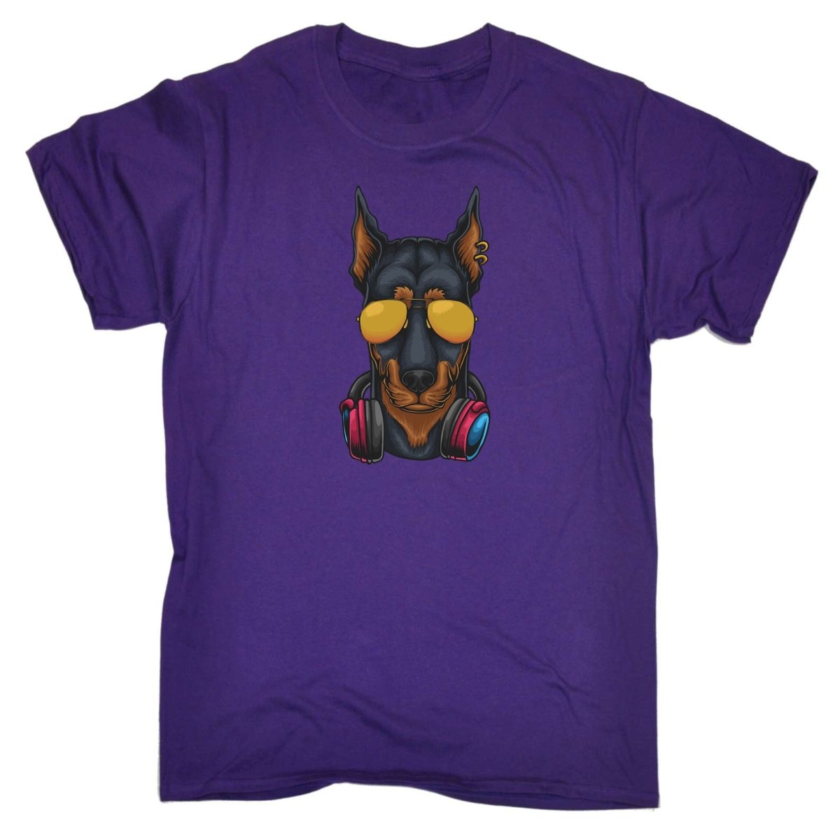 Cool Dobberman Dog Headphone Sunglasses - Mens Funny T-Shirt Tshirts Tee Shirt - 123t Australia | Funny T-Shirts Mugs Novelty Gifts