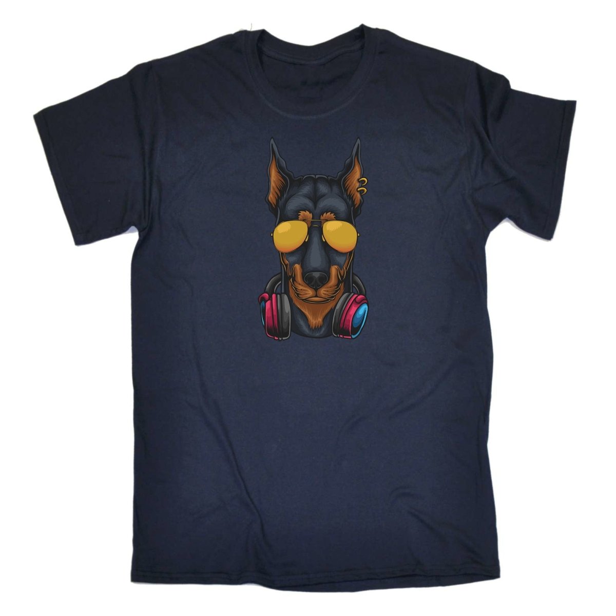 Cool Dobberman Dog Headphone Sunglasses - Mens Funny T-Shirt Tshirts Tee Shirt - 123t Australia | Funny T-Shirts Mugs Novelty Gifts