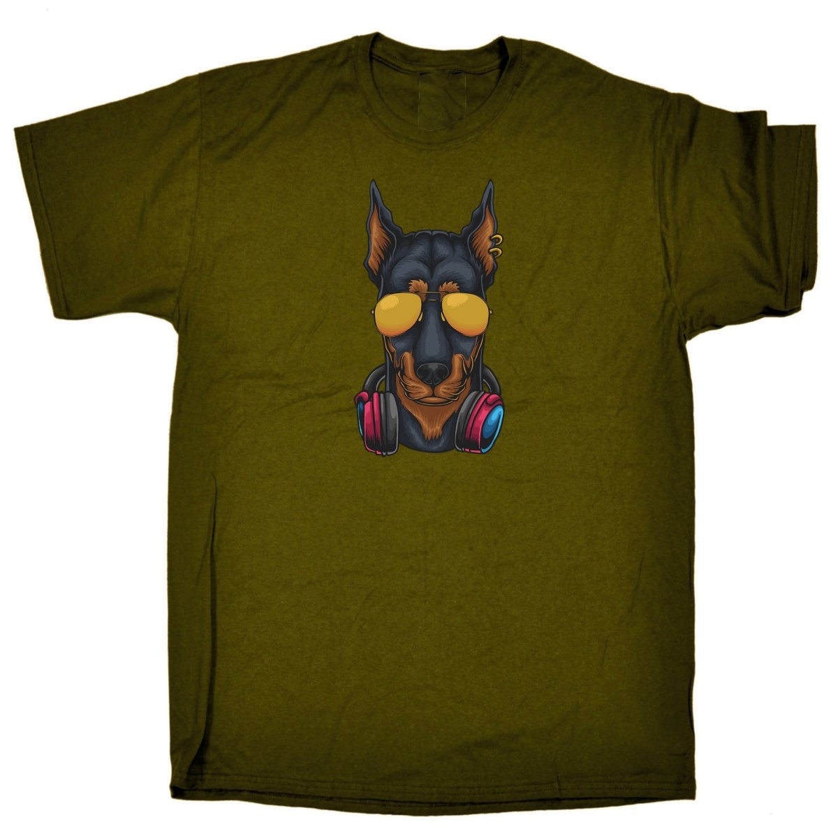 Cool Dobberman Dog Headphone Sunglasses - Mens Funny T-Shirt Tshirts Tee Shirt - 123t Australia | Funny T-Shirts Mugs Novelty Gifts