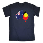 Country Outline Australia Aboriginal Flag Joined United As One - Mens Funny T-Shirt Tshirts - 123t Australia | Funny T-Shirts Mugs Novelty Gifts