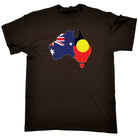 Country Outline Australia Aboriginal Flag Joined United As One - Mens Funny T-Shirt Tshirts - 123t Australia | Funny T-Shirts Mugs Novelty Gifts