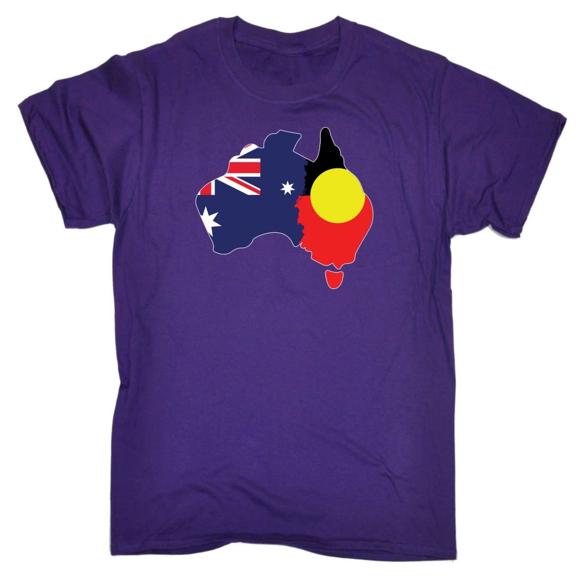 Country Outline Australia Aboriginal Flag Joined United As One - Mens Funny T-Shirt Tshirts - 123t Australia | Funny T-Shirts Mugs Novelty Gifts