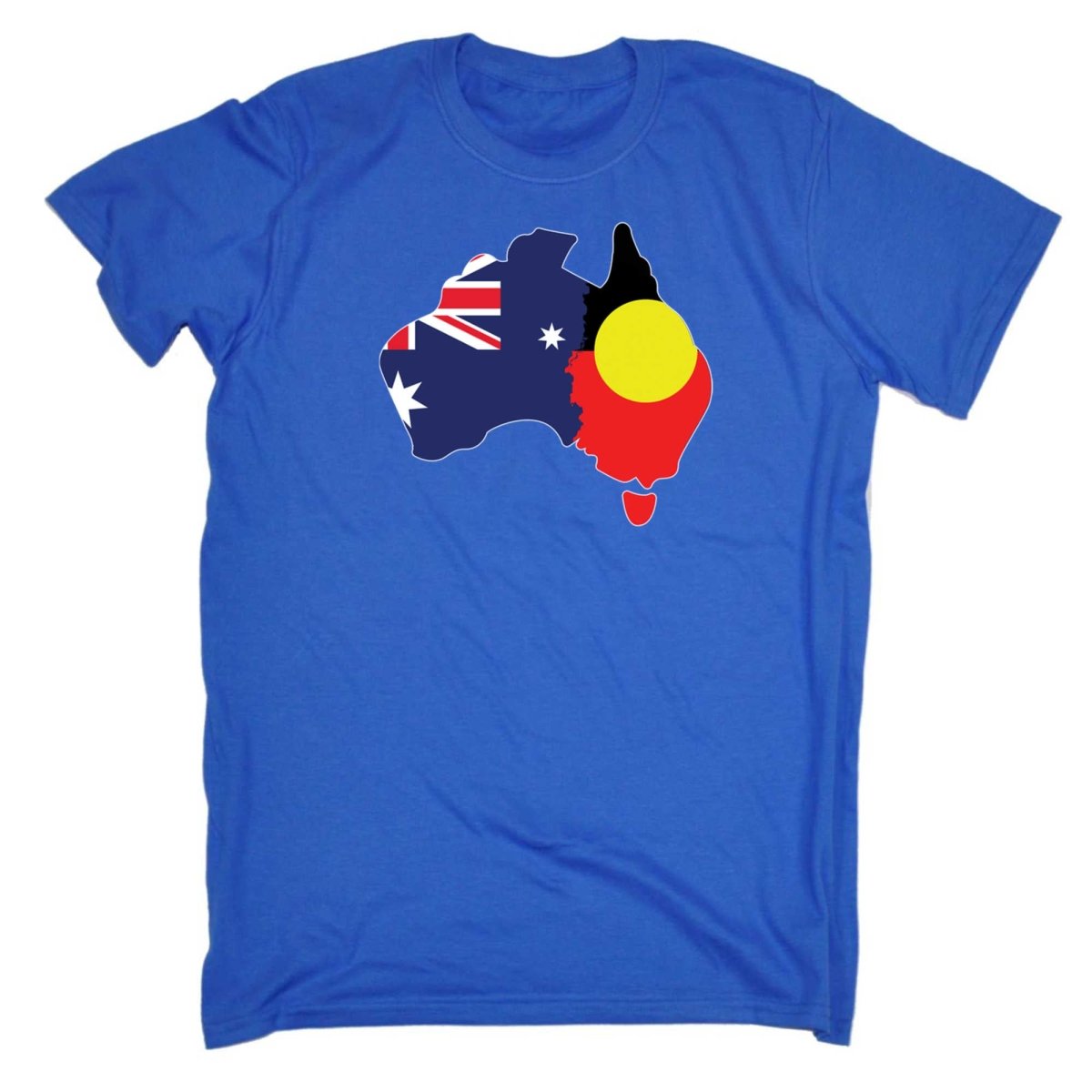 Country Outline Australia Aboriginal Flag Joined United As One - Mens Funny T-Shirt Tshirts - 123t Australia | Funny T-Shirts Mugs Novelty Gifts