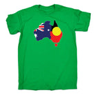 Country Outline Australia Aboriginal Flag Joined United As One - Mens Funny T-Shirt Tshirts - 123t Australia | Funny T-Shirts Mugs Novelty Gifts