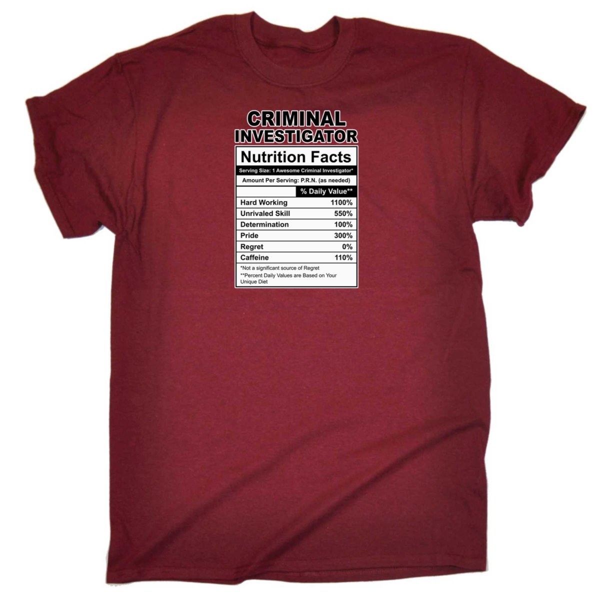 Criminal Investigator Nutrition Facts - Mens Funny T-Shirt Tshirts - 123t Australia | Funny T-Shirts Mugs Novelty Gifts